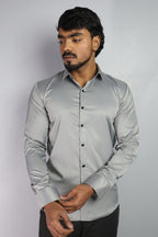 SEEK  S LIGHT GRAY | SLIM FIT PREMIUM POLO NECK CASUAL SHIRT | ORIGENS