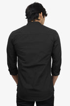 LUKE  S BLACK | SLIM FIT PREMIUM MANDARIN COLLAR CASUAL SHIRT | ORIGENS