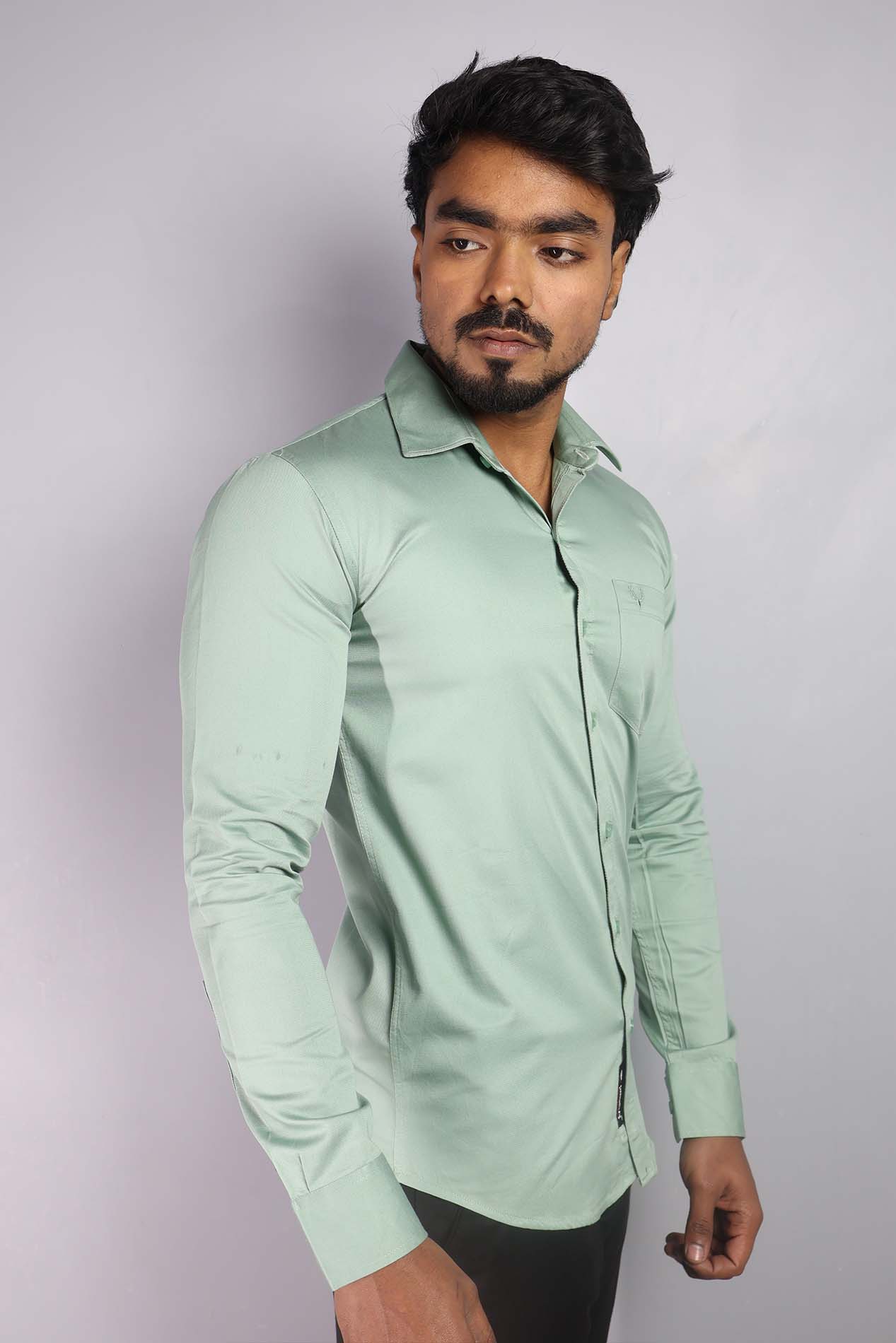 TWEE  S PASTEL GREEN | SLIM FIT PREMIUM POLO NECK CASUAL SHIRT | ORIGENS