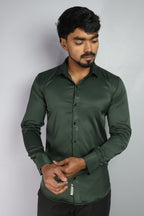 SEEK DARK GREEN | SLIM FIT PREMIUM POLO NECK CASUAL SHIRT | ORIGENS