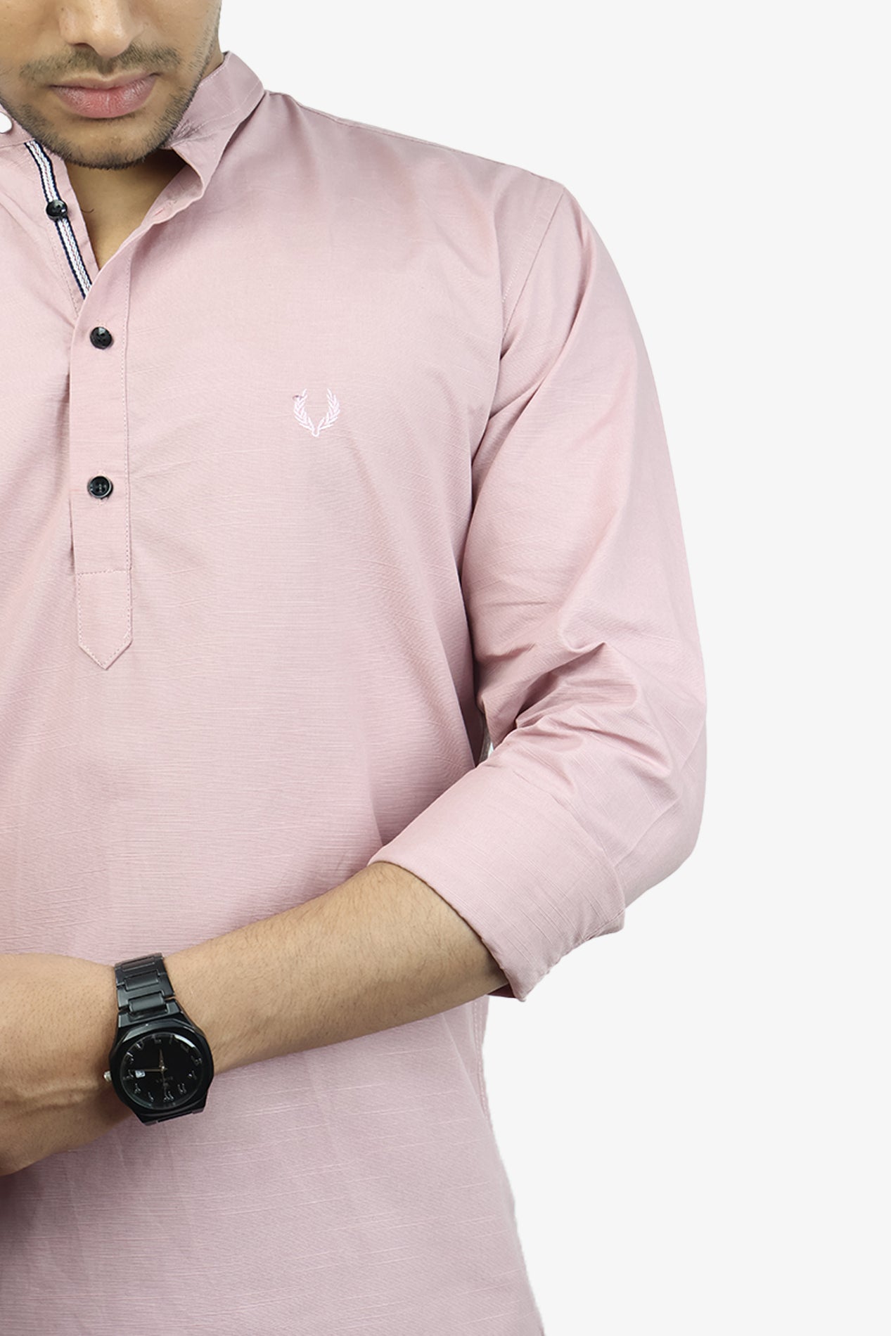 LUKE  S PEACH | SLIM FIT PREMIUM MANDARIN COLLAR CASUAL SHIRT | ORIGENS