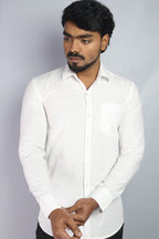 LIN  S WHITE | SLIM FIT PREMIUM POLO NECK CASUAL SHIRT | ORIGENS
