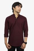 LUKE  S MAROON | SLIM FIT PREMIUM MANDARIN COLLAR CASUAL SHIRT | ORIGENS