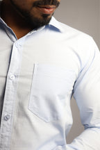 LIN  S SKY BLUE | SLIM FIT PREMIUM POLO NECK CASUAL SHIRT | ORIGENS