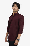LUKE MAROON | SLIM FIT PREMIUM MANDARIN COLLAR CASUAL SHIRT | ORIGENS