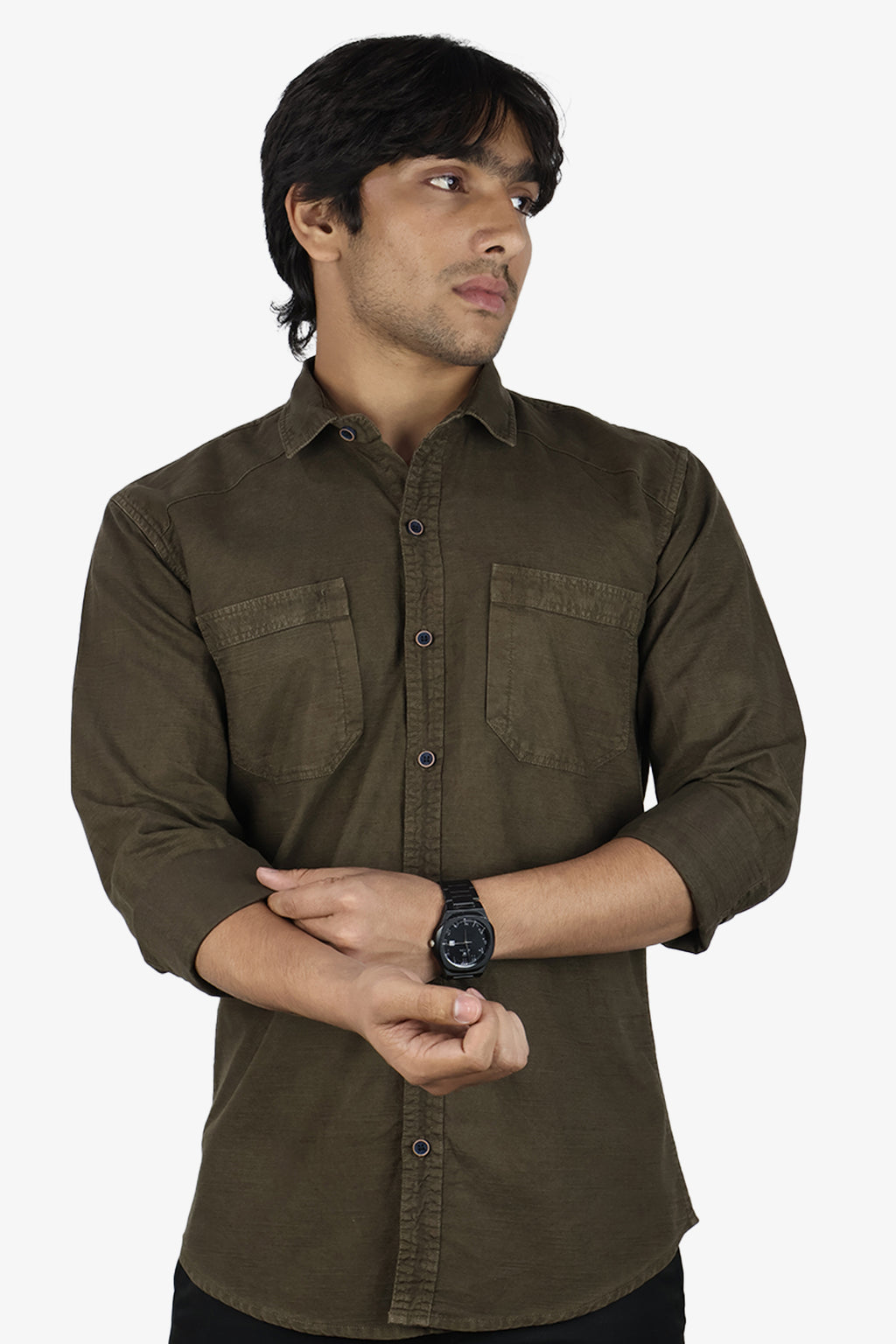 ROXX DARK BROWN | SLIM FIT PREMIUM POLO NECK CASUAL SHIRT | ORIGENS