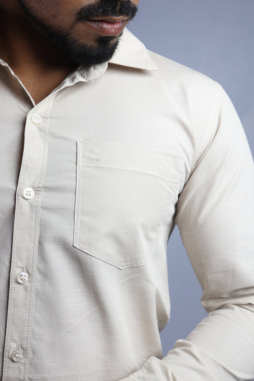 LIN  S CREAM | SLIM FIT PREMIUM POLO NECK CASUAL SHIRT | ORIGENS
