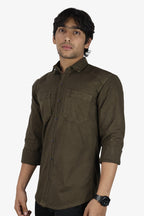 ROXX  S DARK BROWN | SLIM FIT PREMIUM POLO NECK CASUAL SHIRT | ORIGENS
