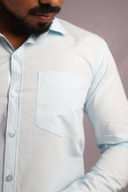 LIN  S SEA GREEN | SLIM FIT PREMIUM POLO NECK CASUAL SHIRT | ORIGENS