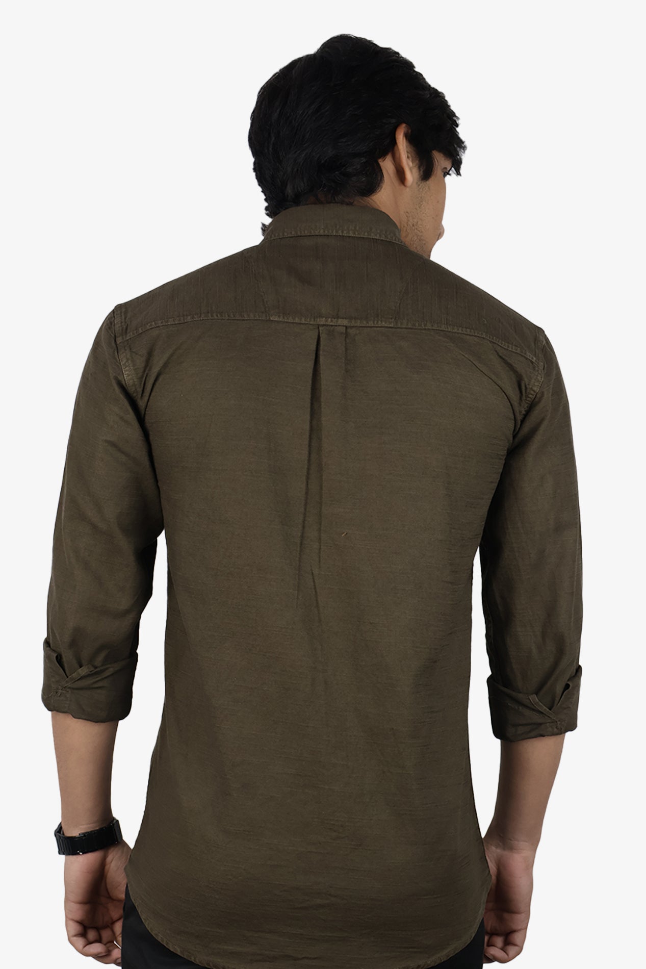 ROXX  S DARK BROWN | SLIM FIT PREMIUM POLO NECK CASUAL SHIRT | ORIGENS