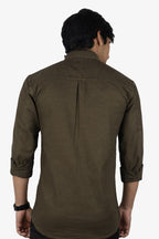 ROXX DARK BROWN | SLIM FIT PREMIUM POLO NECK CASUAL SHIRT | ORIGENS