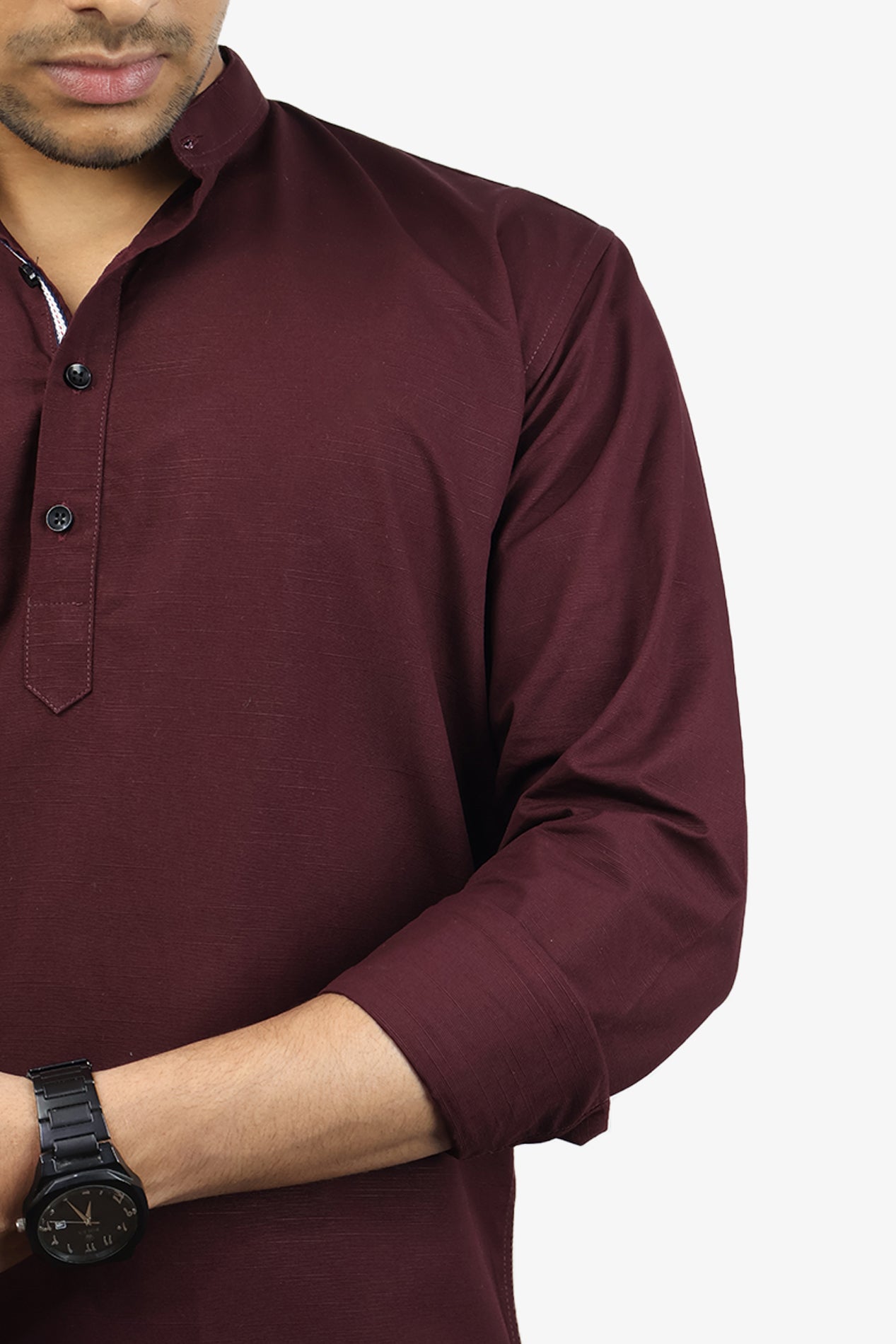 LUKE MAROON | SLIM FIT PREMIUM MANDARIN COLLAR CASUAL SHIRT | ORIGENS