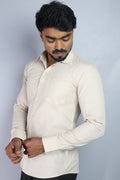 LIN  S CREAM | SLIM FIT PREMIUM POLO NECK CASUAL SHIRT | ORIGENS