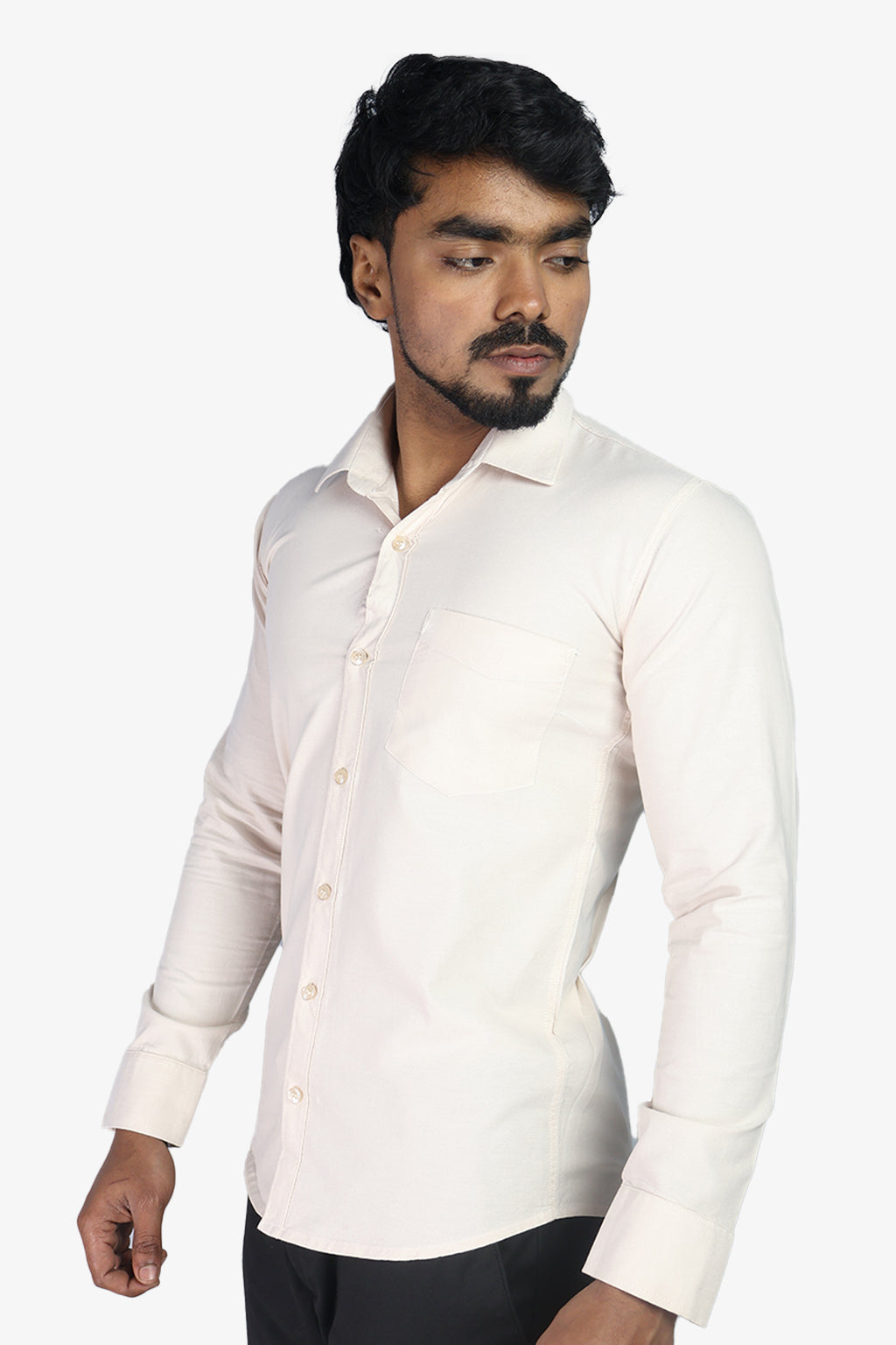 ORD CREAM | SLIM FIT PREMIUM POLO NECK CASUAL SHIRT | ORIGENS
