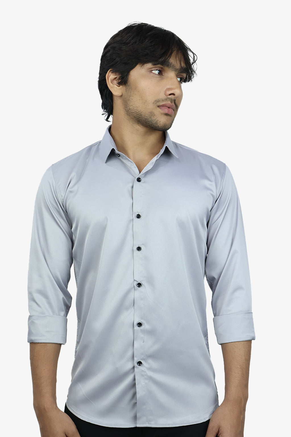 SEEK LIGHT GRAY | SLIM FIT PREMIUM POLO NECK CASUAL SHIRT | ORIGENS