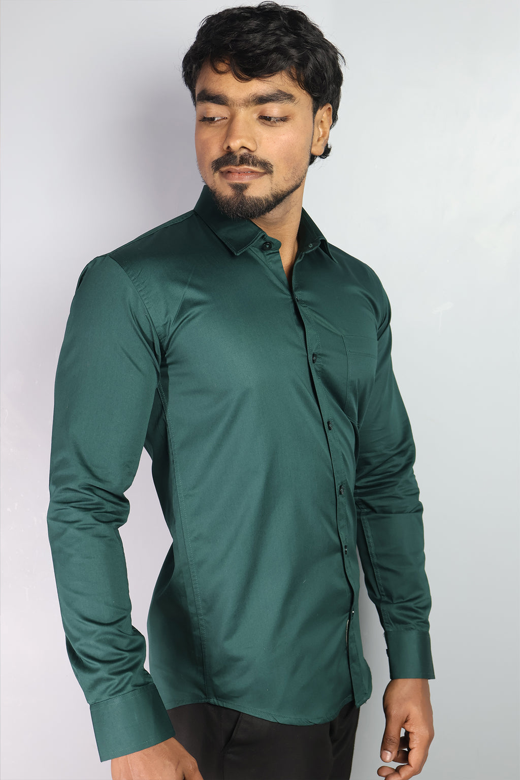 STAN  S OLIVE GREEN | SLIM FIT PREMIUM POLO NECK CASUAL SHIRT | ORIGENS