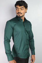 STAN  S OLIVE GREEN | SLIM FIT PREMIUM POLO NECK CASUAL SHIRT | ORIGENS