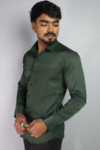 SEEK DARK GREEN | SLIM FIT PREMIUM POLO NECK CASUAL SHIRT | ORIGENS