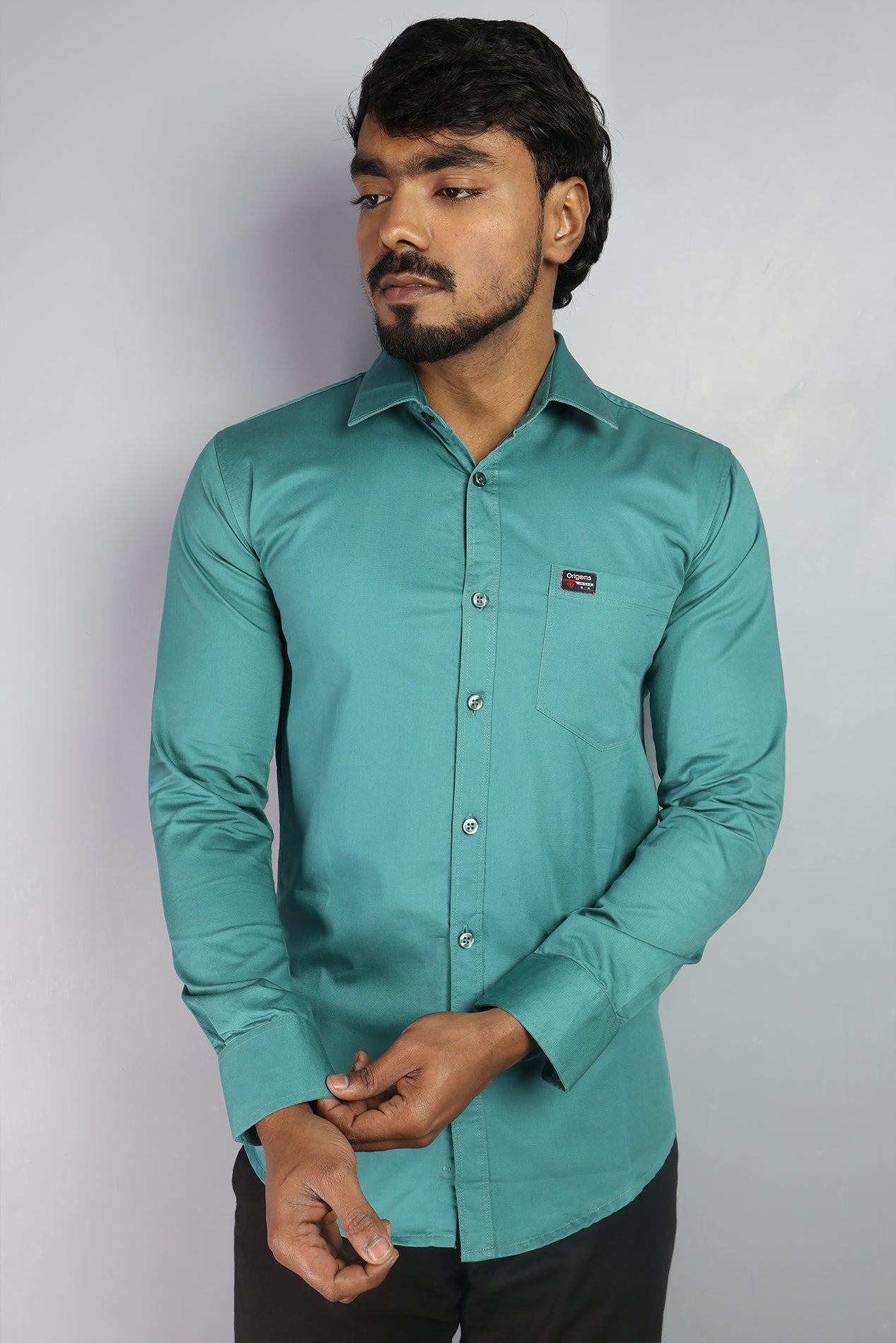 TWEE  S TEAL  | SLIM FIT PREMIUM POLO NECK CASUAL SHIRT | ORIGENS
