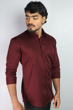 STAN  S MAROON | SLIM FIT PREMIUM POLO NECK CASUAL SHIRT | ORIGENS