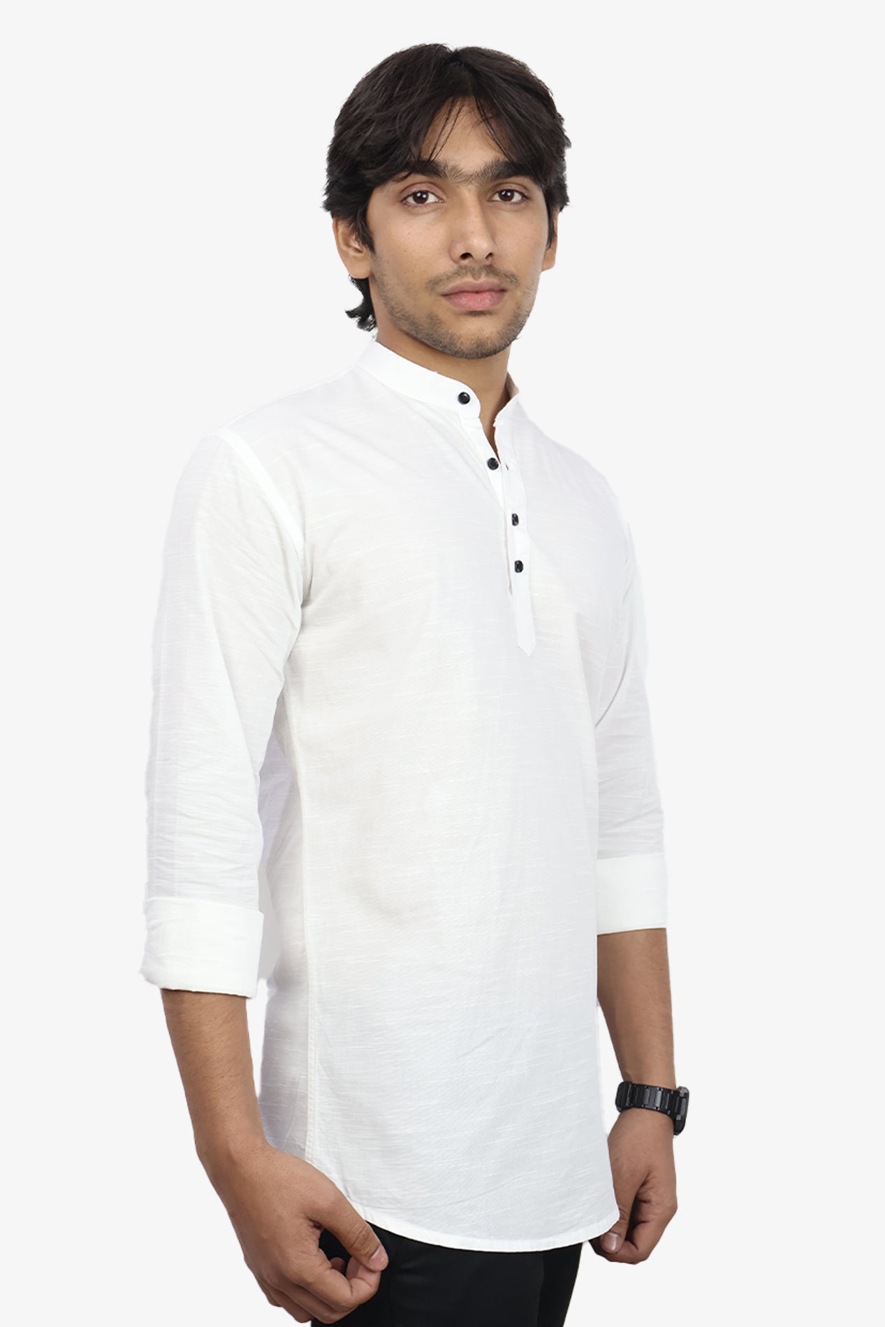 LUKE WHITE | SLIM FIT PREMIUM MANDARIN COLLAR CASUAL SHIRT | ORIGENS