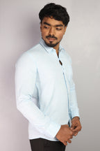 KED  S SKY BLUE | SLIM FIT PREMIUM POLO NECK CASUAL SHIRT | ORIGENS