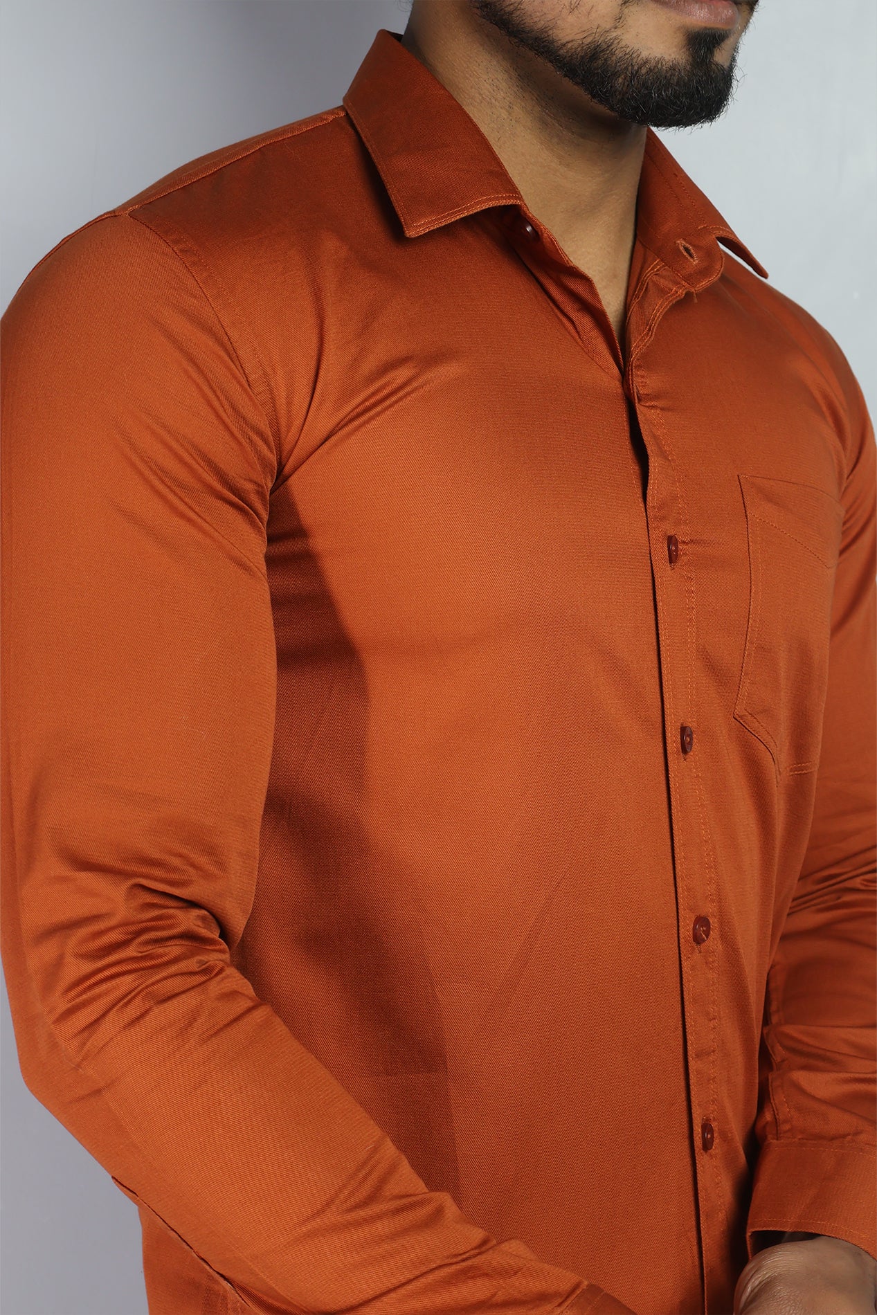 TWEE RUST BROWN | SLIM FIT PREMIUM POLO NECK CASUAL SHIRT | ORIGENS