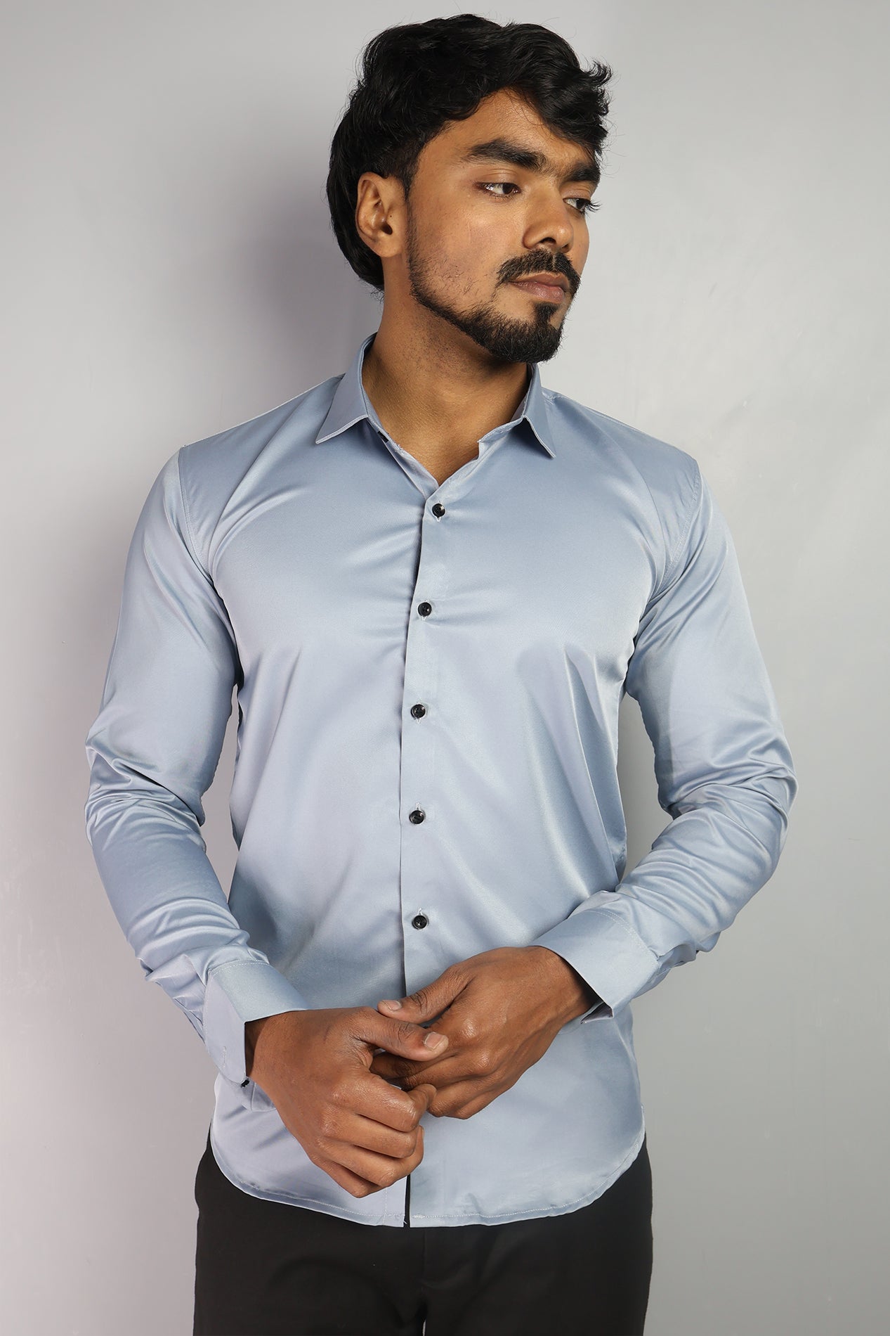SEEK SKY BLUE | SLIM FIT PREMIUM POLO NECK CASUAL SHIRT | ORIGENS