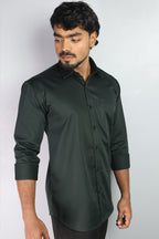 STAN  S DARK GREEN | SLIM FIT PREMIUM POLO NECK CASUAL SHIRT | ORIGENS