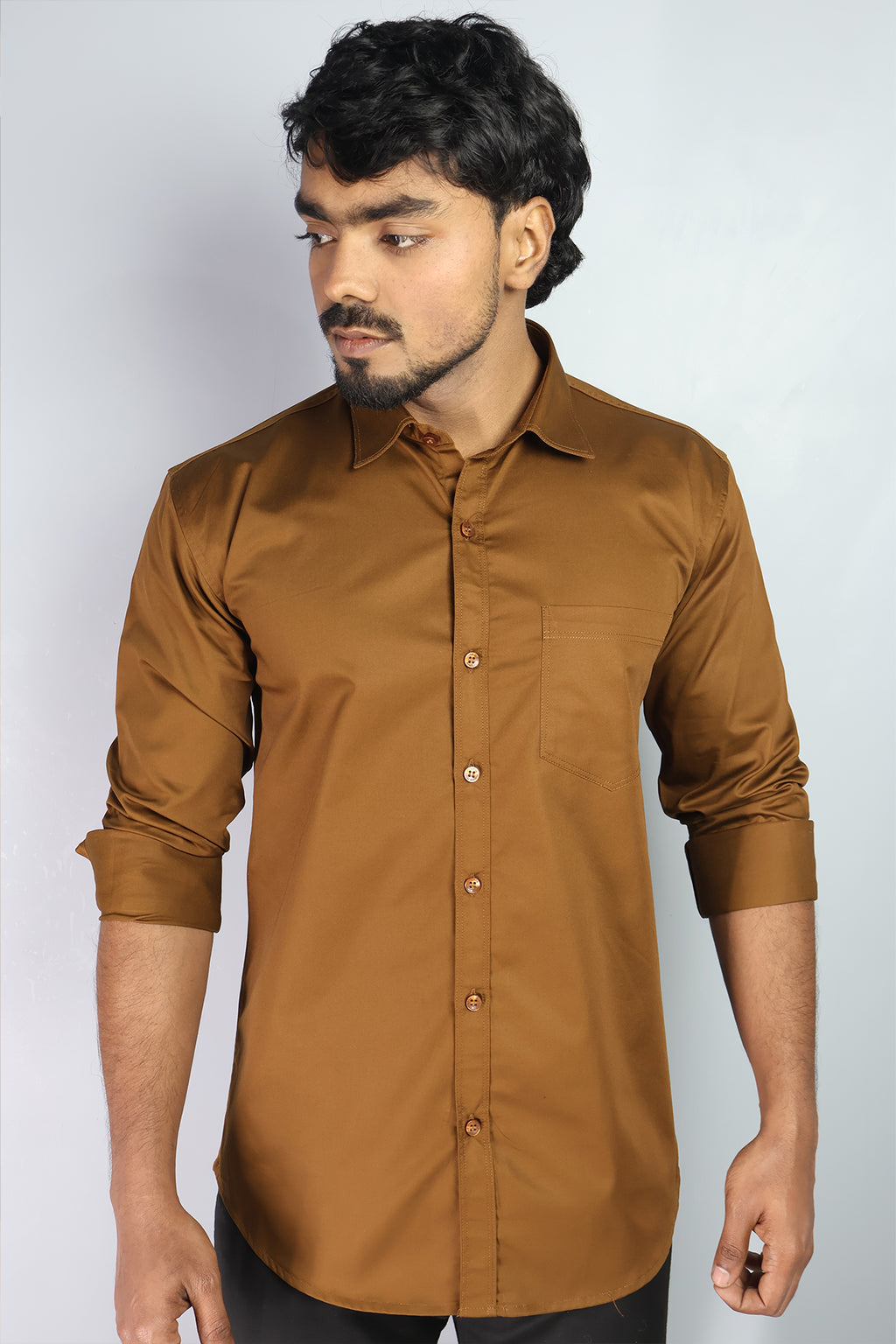 STAN  S BROWN | SLIM FIT PREMIUM POLO NECK CASUAL SHIRT | ORIGENS