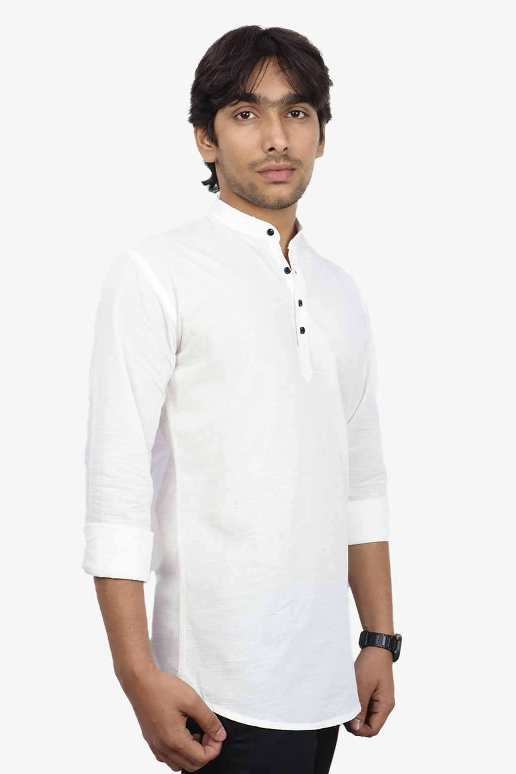 LUKE  S WHITE | SLIM FIT PREMIUM MANDARIN COLLAR CASUAL SHIRT | ORIGENS