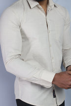 LIN  S CREAM | SLIM FIT PREMIUM POLO NECK CASUAL SHIRT | ORIGENS