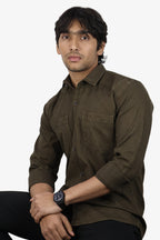 ROXX DARK BROWN | SLIM FIT PREMIUM POLO NECK CASUAL SHIRT | ORIGENS