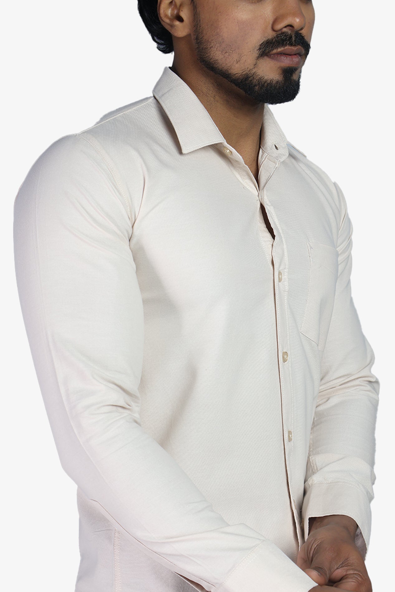 ORD CREAM | SLIM FIT PREMIUM POLO NECK CASUAL SHIRT | ORIGENS