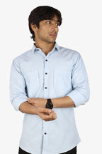 ROXX BLUE | SLIM FIT PREMIUM POLO NECK CASUAL SHIRT | ORIGENS