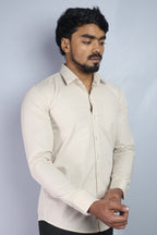 LIN  S CREAM | SLIM FIT PREMIUM POLO NECK CASUAL SHIRT | ORIGENS
