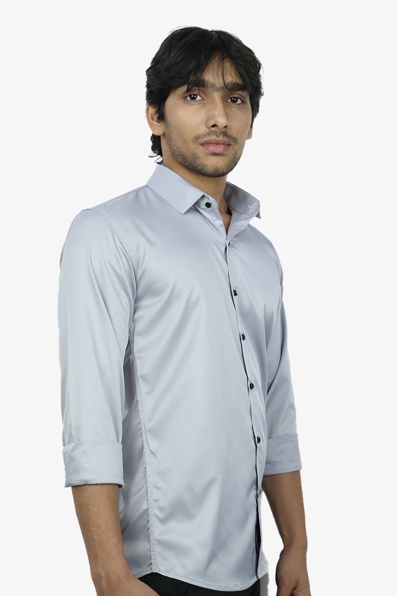 SEEK LIGHT GRAY | SLIM FIT PREMIUM POLO NECK CASUAL SHIRT | ORIGENS