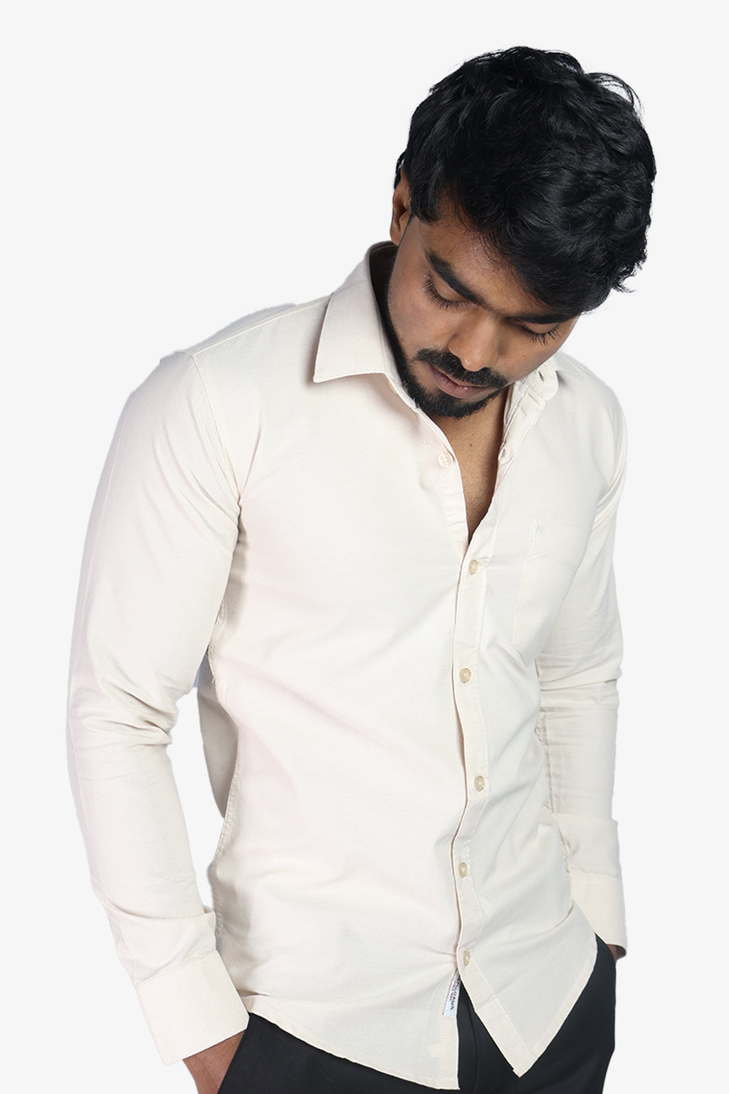 ORD CREAM | SLIM FIT PREMIUM POLO NECK CASUAL SHIRT | ORIGENS