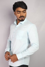 LIN  S SEA GREEN | SLIM FIT PREMIUM POLO NECK CASUAL SHIRT | ORIGENS