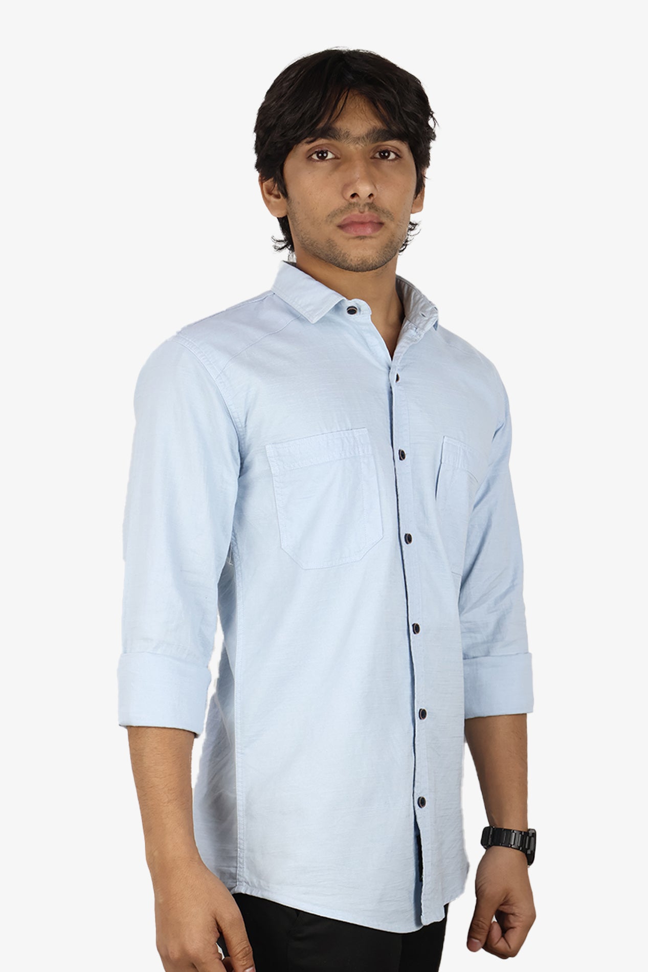ROXX BLUE | SLIM FIT PREMIUM POLO NECK CASUAL SHIRT | ORIGENS