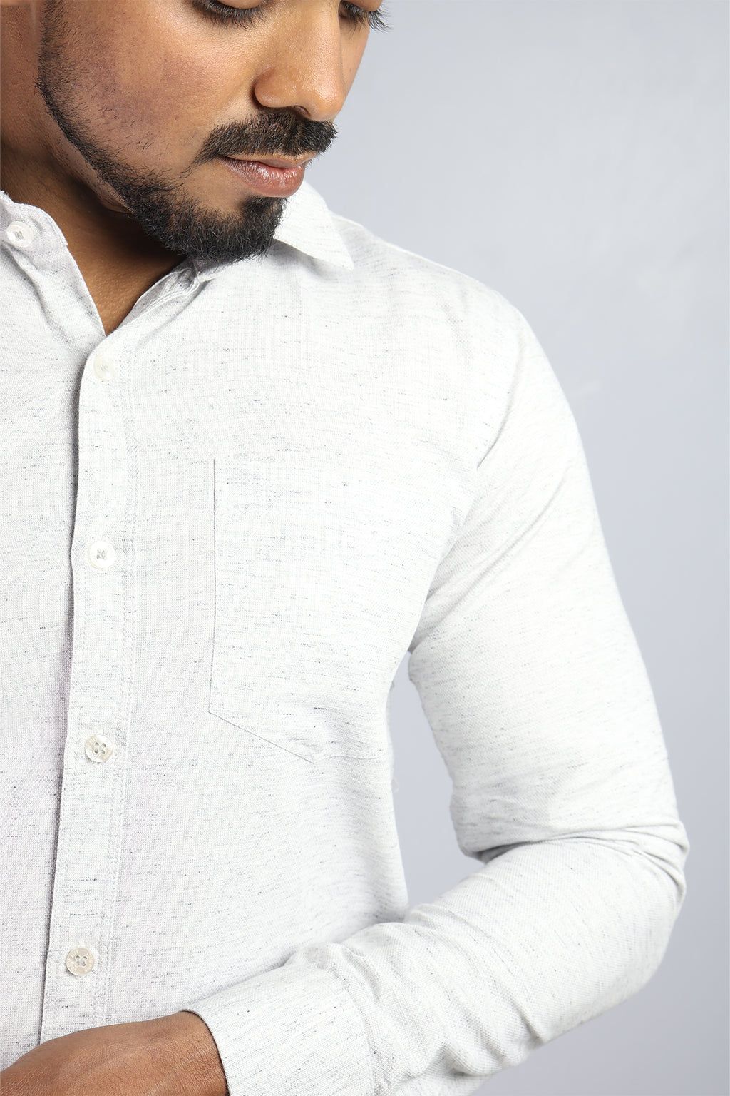 KED  S LIGHT GRAY | SLIM FIT PREMIUM POLO NECK CASUAL SHIRT | ORIGENS