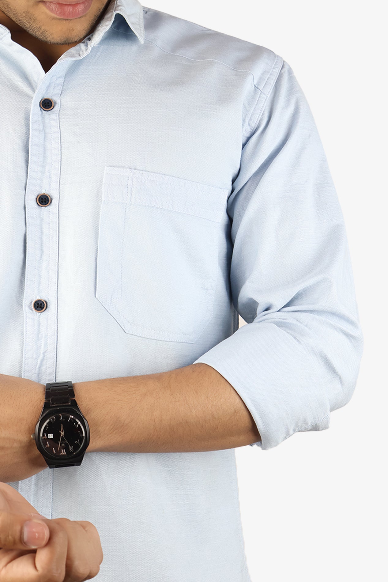 ROXX  S BLUE | SLIM FIT PREMIUM POLO NECK CASUAL SHIRT | ORIGENS