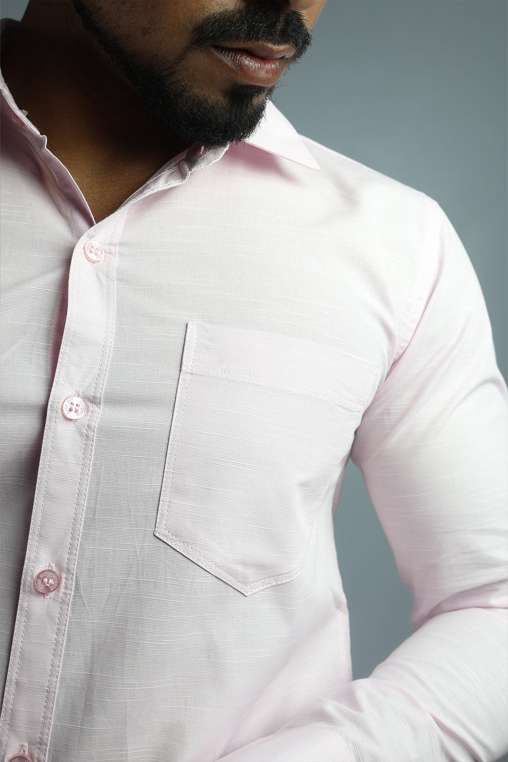 LIN S PINK | SLIM FIT PREMIUM POLO NECK CASUAL SHIRT | ORIGENS