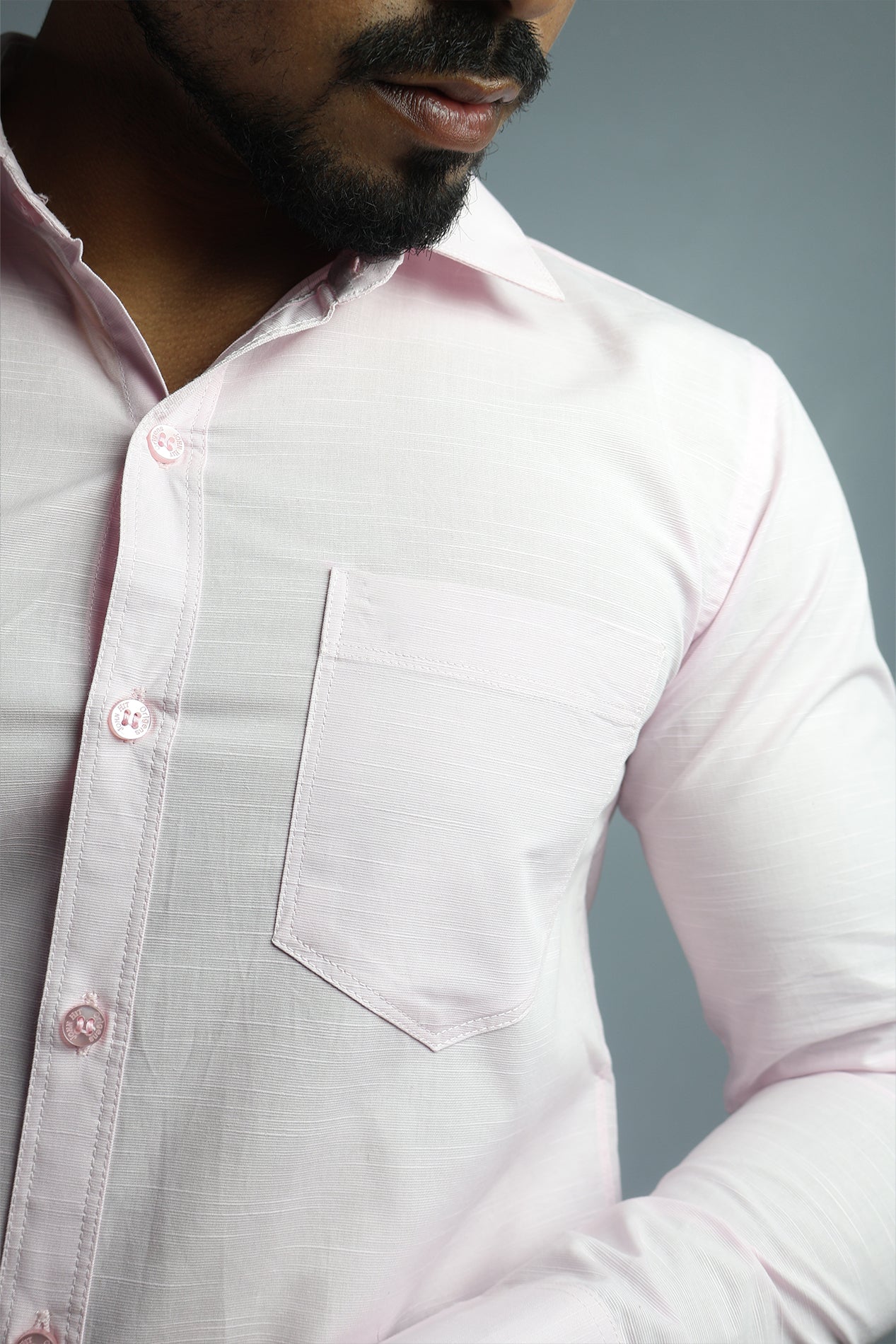 LIN S PINK | SLIM FIT PREMIUM POLO NECK CASUAL SHIRT | ORIGENS