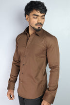 STAN S COFFEE BROWN | SLIM FIT PREMIUM POLO NECK CASUAL SHIRT | ORIGENS