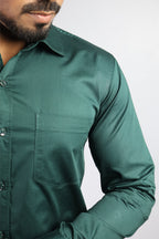 STAN OLIVE GREEN | SLIM FIT PREMIUM POLO NECK CASUAL SHIRT | ORIGENS