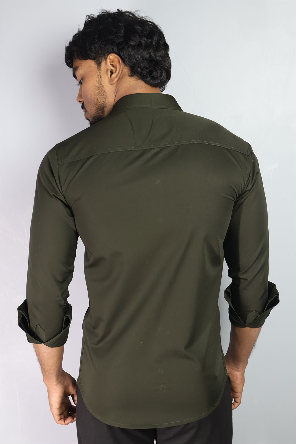 STAN MEHANDI GREEN | SLIM FIT PREMIUM POLO NECK CASUAL SHIRT | ORIGENS