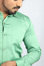 STAN  S PARROT GREEN | SLIM FIT PREMIUM POLO NECK CASUAL SHIRT | ORIGENS