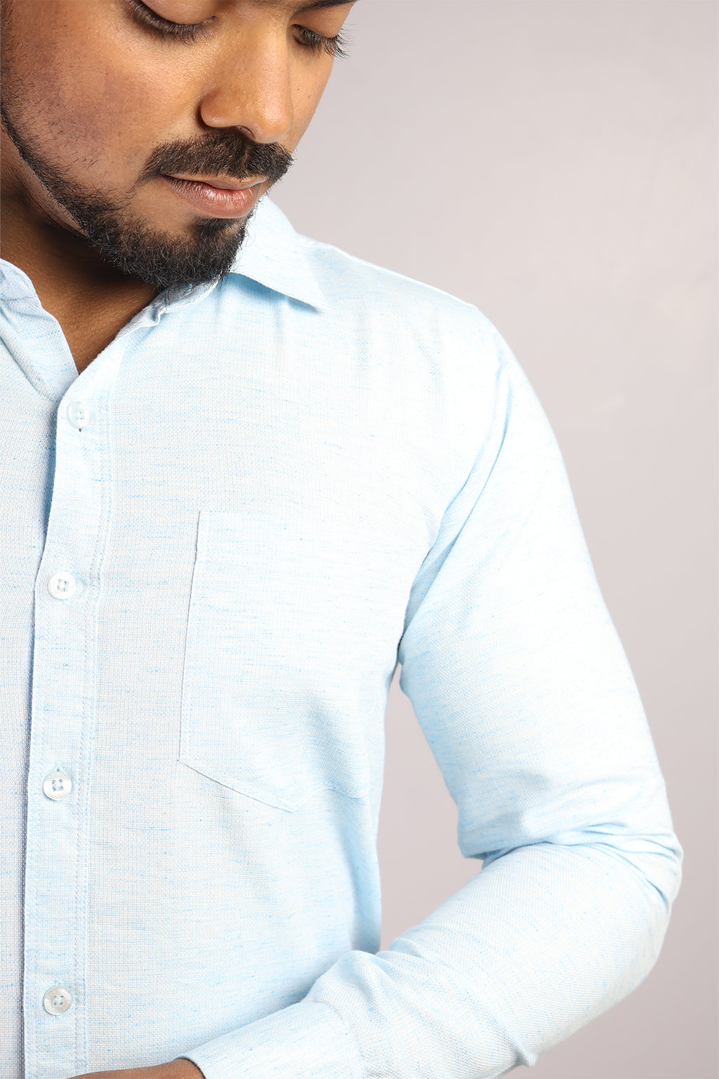 KED  S SKY BLUE | SLIM FIT PREMIUM POLO NECK CASUAL SHIRT | ORIGENS