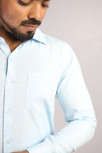 KED  S SKY BLUE | SLIM FIT PREMIUM POLO NECK CASUAL SHIRT | ORIGENS
